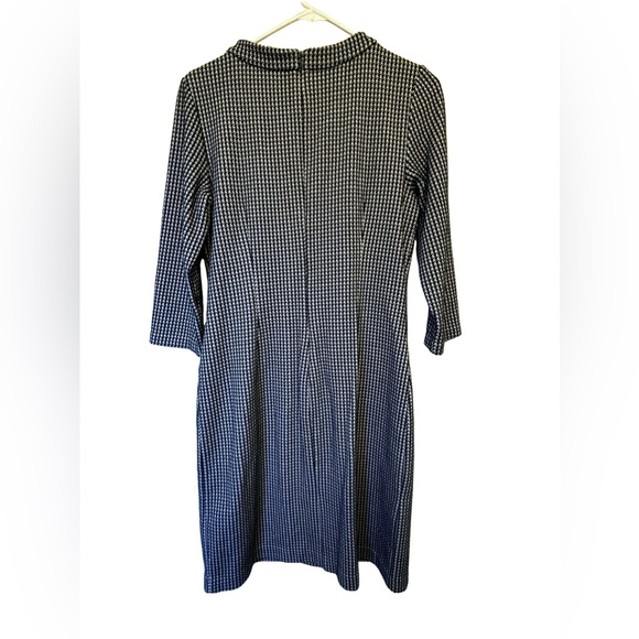 🌍Boden Opal Green Houndstooth Print Lined Jacquard Dress Size 8R Front Pockets - Picture 2 of 8